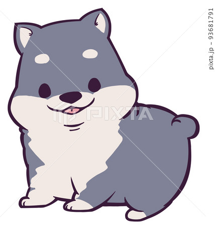 こちらを見つめる笑顔の黒柴犬のこども 93681791
