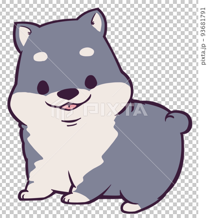 こちらを見つめる笑顔の黒柴犬のこども 93681791