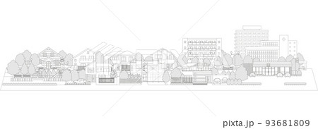 街並みのベクターイラスト 線画のイラスト のイラスト素材