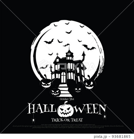 Halloween party poster with Haunted castle. illustrator Vector Eps 10 93681865