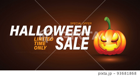 Halloween Sale Promotion Poster or banner with Halloween Pumpkin. Vector illustration eps 10 93681868
