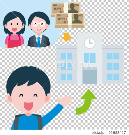 一個有能力支付學費和上學的男孩的插圖 93682427