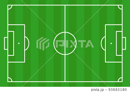 俯瞰で見た芝生のサッカーコート、緑色のピッチのベクターイラスト背景素材 93683180