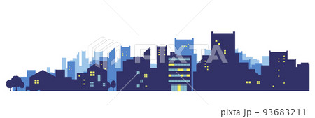夜の街並みの風景イラスト　背景イラスト　ベクター素材　コピースペース 93683211