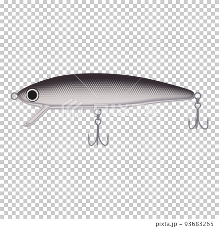 釣具のイラスト素材　ルアー　ミノー（1_1）　黒と銀 93683265