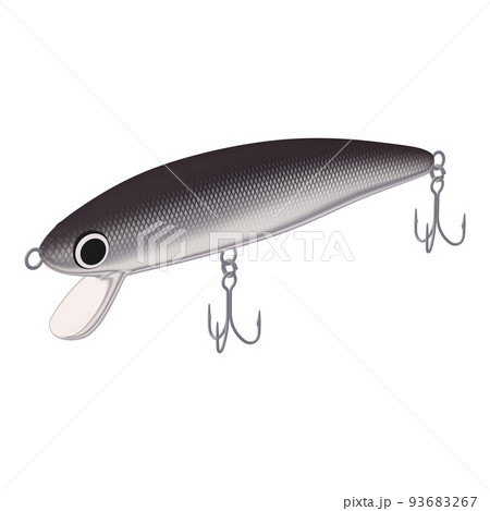 釣具のイラスト素材 ルアー ミノー(1_3) 黒と銀 釣具のイラスト素材 ルアー ミノー(1_3) 黒と銀 93683267