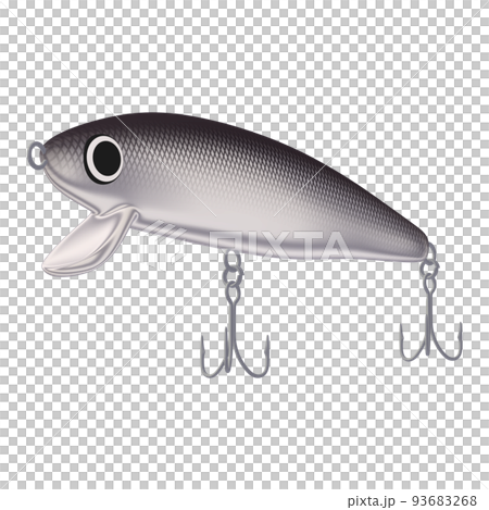 漁具插圖素材誘餌鰷魚 (1_4) 黑色和銀色 93683268