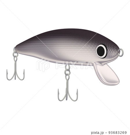 釣具のイラスト素材　ルアー　ミノー（1_5）　黒と銀 93683269