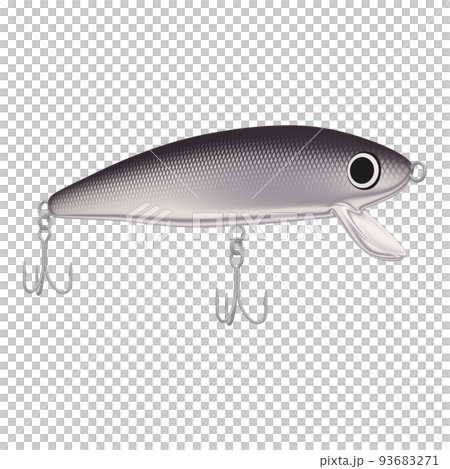 釣具のイラスト素材 ルアー ミノー(1_7) 黒と銀 釣具のイラスト素材 ルアー ミノー(1_7) 黒と銀 93683271