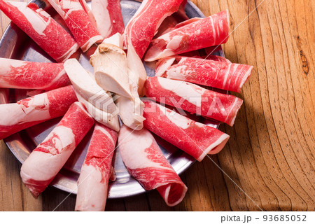 Korean traditional style fresh pork beef belly BBQ 93685052