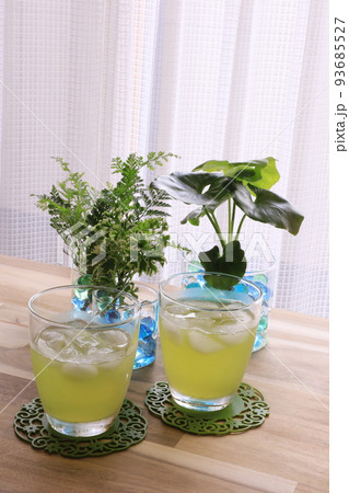 観葉植物と冷茶 93685527