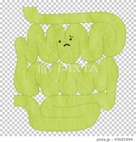 Illustration of the small intestine with a troubled face 93685994