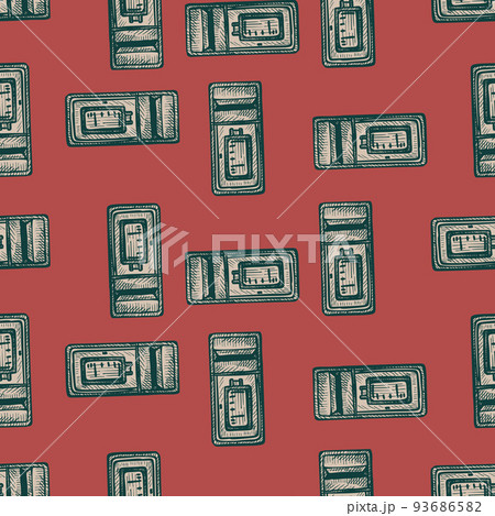 Mailbox engraved seamless pattern. Vintage letterbox in hand drawn style. Mailbox engraved seamless pattern. Vintage letterbox in hand drawn style. 93686582