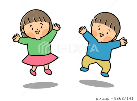 人物 全身 ジャンプをする子ども達 人物 全身 ジャンプをする子ども達 93687141