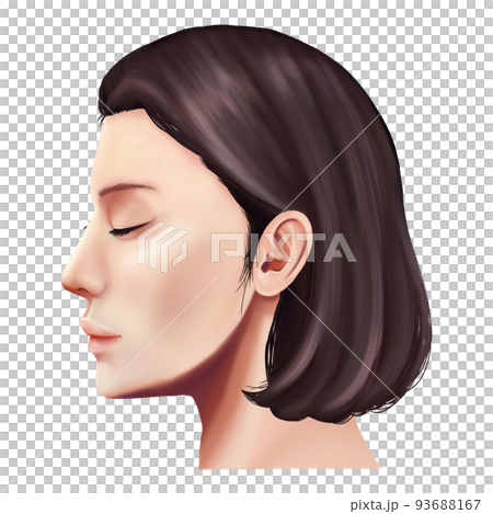 Profile illustration of a woman with her eyes closed Raster material 93688167