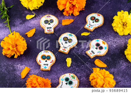 Day of the Dead cookies in shape of sugar skull. Day of the Dead cookies in shape of sugar skull. 93689415