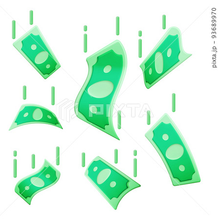3D Set of Dollar Banknote Icon Isolated 93689970