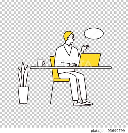 A businessman having a remote meeting on a personal computer 93690799