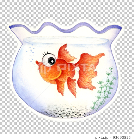 Goldfish with a calm face Hand-drawn style 93690835