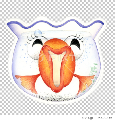 びっくり顔のキンギョ 手描き風 びっくり顔のキンギョ 手描き風 93690836