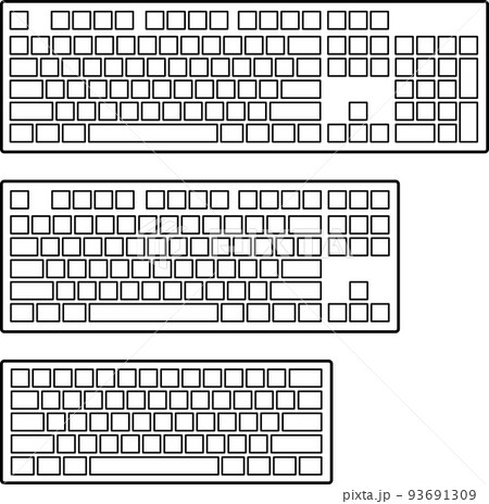 シンプルキーボード3種 フル テンキーレス 60 のイラスト素材