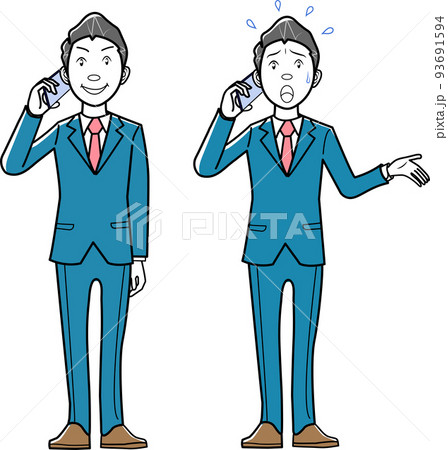携帯電話をかけるビジネスマン 携帯電話をかけるビジネスマン 93691594