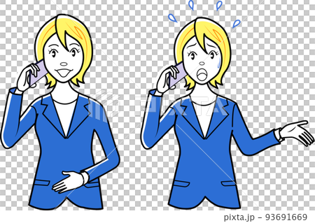 携帯電話をかけるビジネスウーマン 93691669