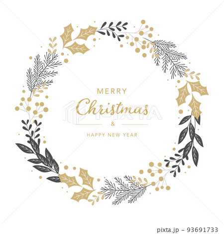 クリスマスリースのベクターイラストフレーム背景 93691733