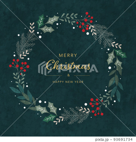 クリスマスリースのベクターイラストフレーム背景 93691734