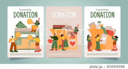 Donation posters with people donate food, money Donation posters with people donate food, money 93694096