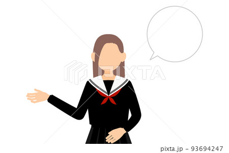 セーラー服を着た女子生徒、話しかける（吹き出しつき） 93694247