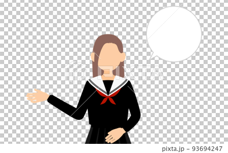 セーラー服を着た女子生徒、話しかける（吹き出しつき） 93694247