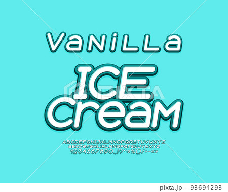 Stylish sign Vanilla Ice Cream turquoise color 93694293