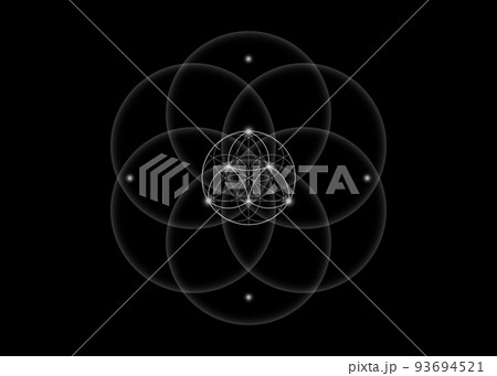 Sacred Geometry, Flower of Life, lotus flower mandala. White Neon vintage logo Symbol of Harmony and Balance, Glowing Geometrical Ornament, yoga relax, vector isolated on black background Sacred Geometry, Flower of Life, lotus flower mandala. White Neon vintage logo Symbol of Harmony and Balance, Glowing Geometrical Ornament, yoga relax, vector isolated on black background 93694521
