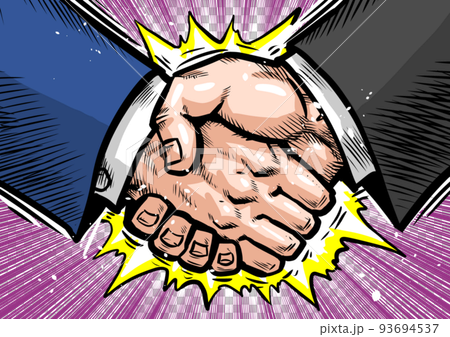 Gekiga manga-style illustration with a strong handshake 93694537