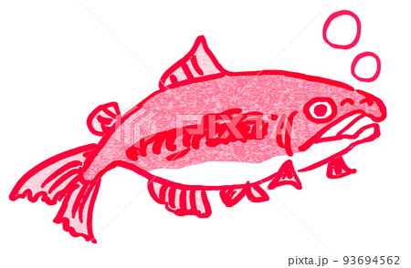 筆書きの鮭 筆書きの鮭 93694562