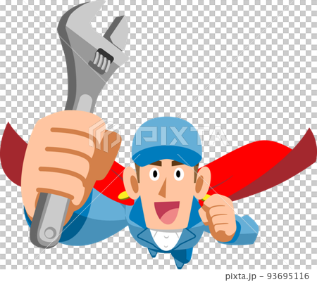 Mechanic man wearing a cloak and flying Mechanic man wearing a cloak and flying 93695116