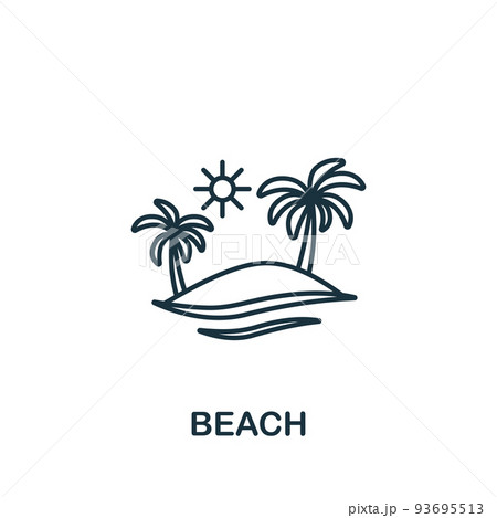 Beach icon. Line simple Travel icon for templates, web design and infographics 93695513