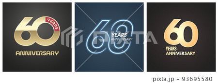 60 years anniversary set of vector icons, logos. Graphic background 60 years anniversary set of vector icons, logos. Graphic background 93695580