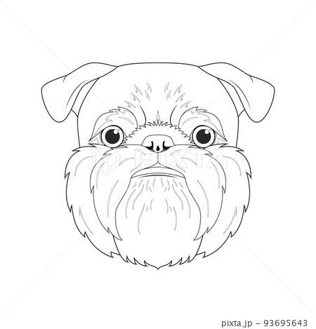 Brussels Griffon dog easy coloring cartoon vector illustration. Isolated on white background 93695643