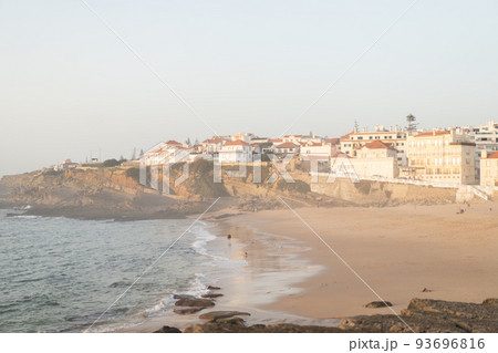 Praia das Macas Apple Beach in Colares, Portugal, on a stormy day before sunset Praia das Macas Apple Beach in Colares, Portugal, on a stormy day before sunset 93696816