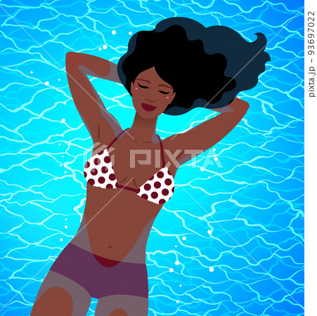 Woman floating on blue sea water surface Woman floating on blue sea water surface 93697022