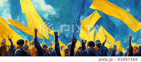 Support of Ukraine. Ukraine's Independence Day. Concept AI-generated image 93697368
