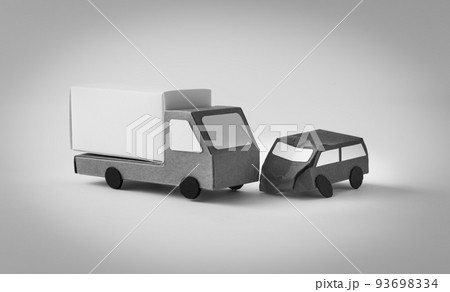 車　トラック　事故　正面衝突 93698334