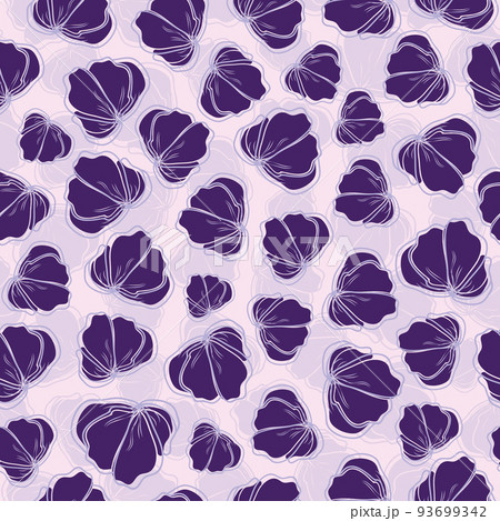 Blue violet pink vector hand drawn flowers bloom ditsy vector seamless pattern background. Great for fabric, textile, allover print, packaging and more 93699342