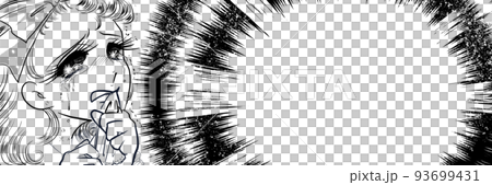 1970s girl cartoon Blond beauties biting handkerchiefs Big shock, upset, crying face Close up monochrome wide size 93699431