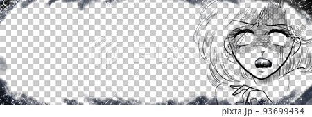 70's cartoon blond beauty big shock upset white eyes face close up monochrome wide size 93699434