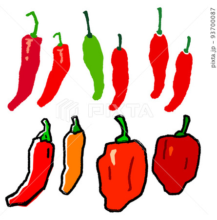 ハバネロ　ジョロキア　唐辛子　青唐辛子　激辛　イラストセット 93700087