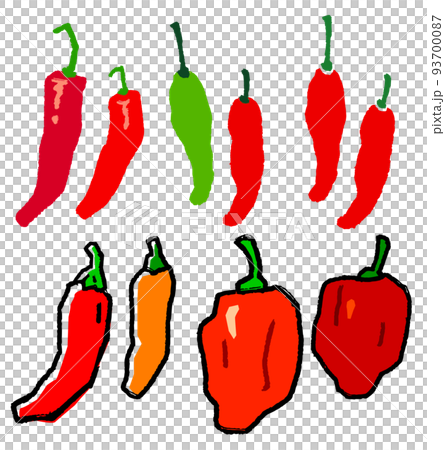 ハバネロ　ジョロキア　唐辛子　青唐辛子　激辛　イラストセット 93700087