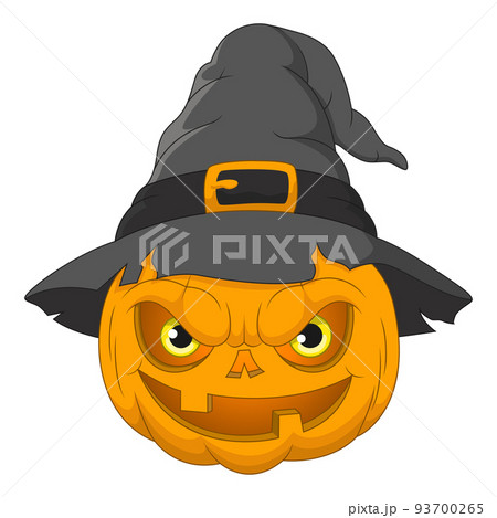 Cartoon Halloween pumpkin in witch hat Cartoon Halloween pumpkin in witch hat 93700265